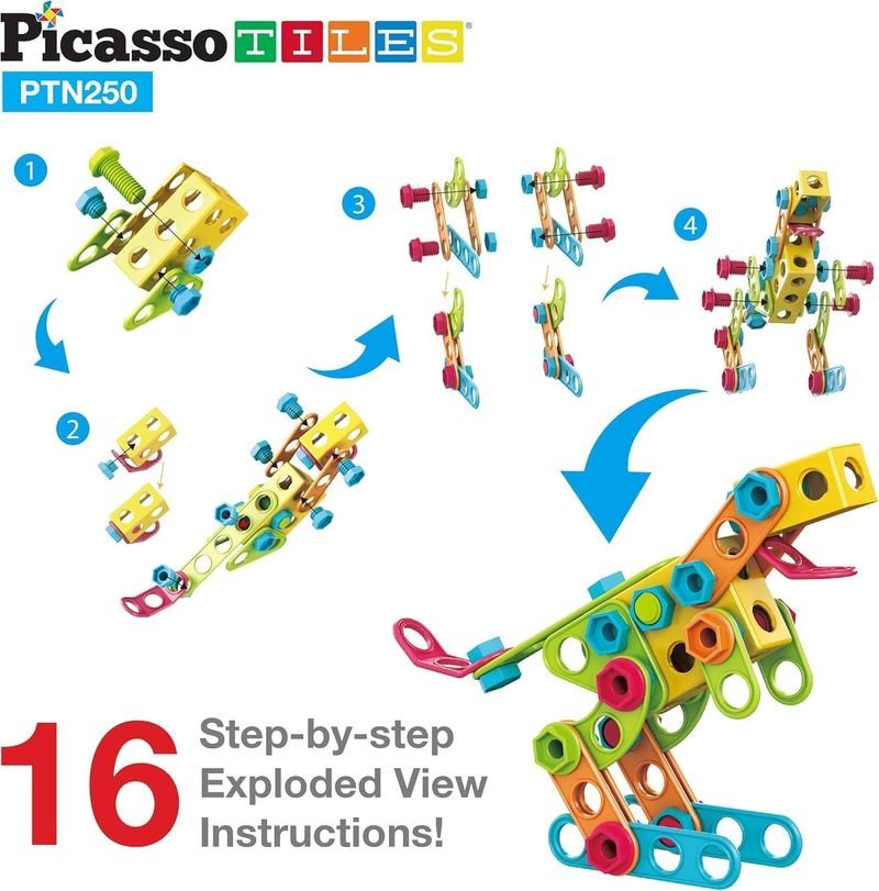 Picasso Magnetic Engineering Construction Building Set with Idea Book 250 - pieces - Marah Kids