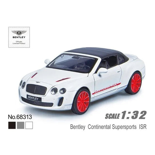 D - power MSZ – Bentley Continental Super Sports ISR - White | Die - Cast Replica, Ultimate Collector's Item, Luxury Cars | Interact with Doors & Hoods - Pull Back Collection with Lights & Sounds | Size - 1:32, For Kids 3+ - Marah Kids