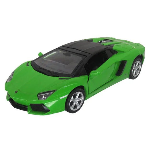 D - power MSZ – Lamborghini Aventador Roadster – Green | Die - Cast Replica, Ultimate Collector's Item, Hyper Cars | Interact with Doors & Hoods - Pull Back Collection with Lights & Sounds | Size - 1:32, For Kids 3+ - Marah Kids