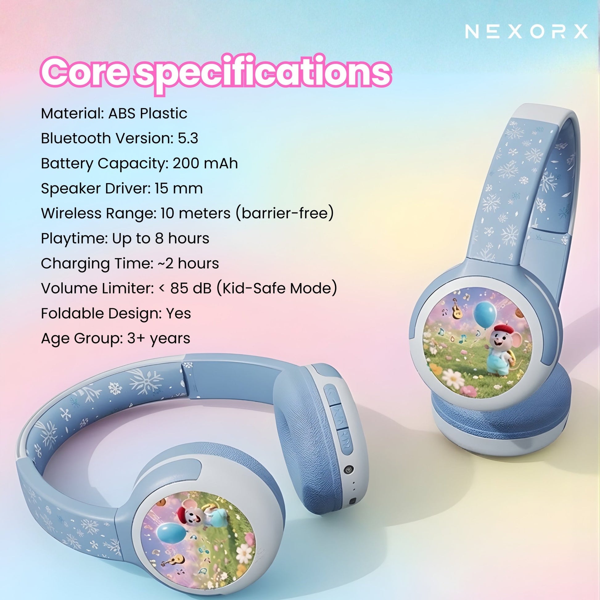 Nexorx nextunes 001 junior kids bluetooth headphones - Marah Kids