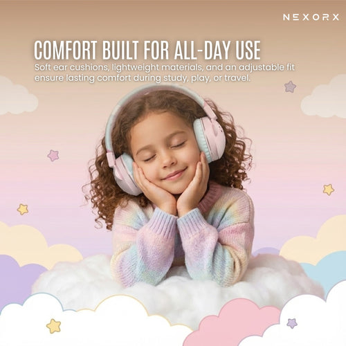 NEXORX NexTunes 002 Kids Bluetooth Headphones – 20H Playtime, 85dB Safe Volume - Marah Kids