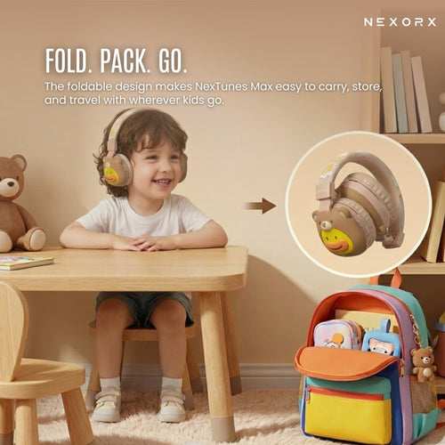 NEXORX NexTunes 002 Kids Bluetooth Headphones – 20H, Safe 85dB, Foldable - Marah Kids