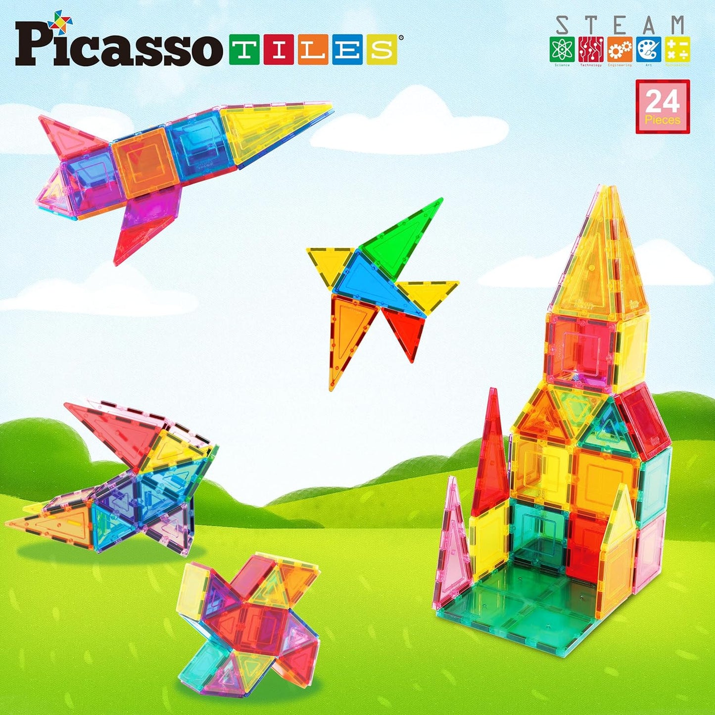 Picasso Magnetic Tiles 3D Classic 24 - pieces - Marah Kids
