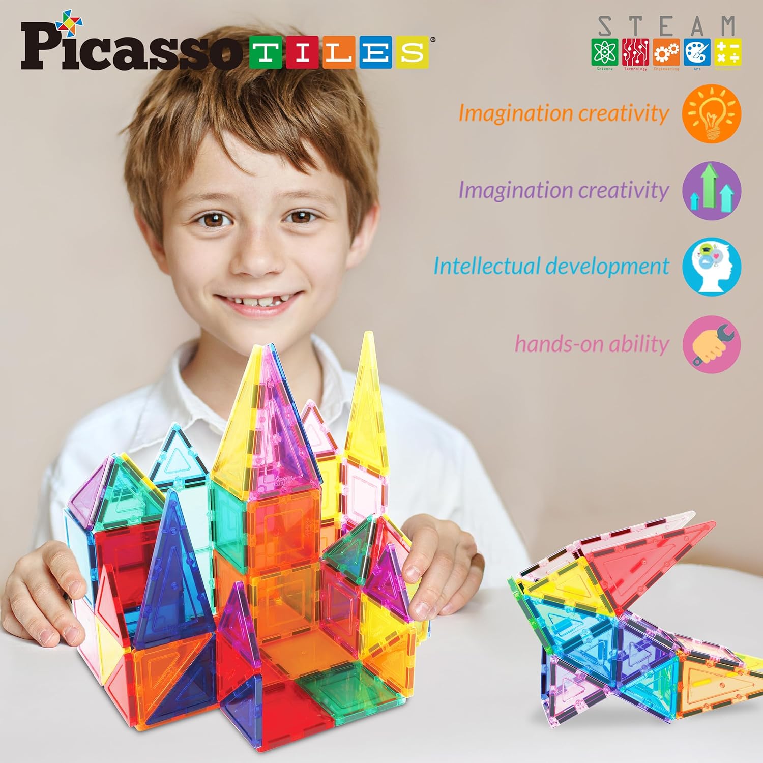 Picasso Magnetic Tiles 3D Classic 24 - pieces - Marah Kids