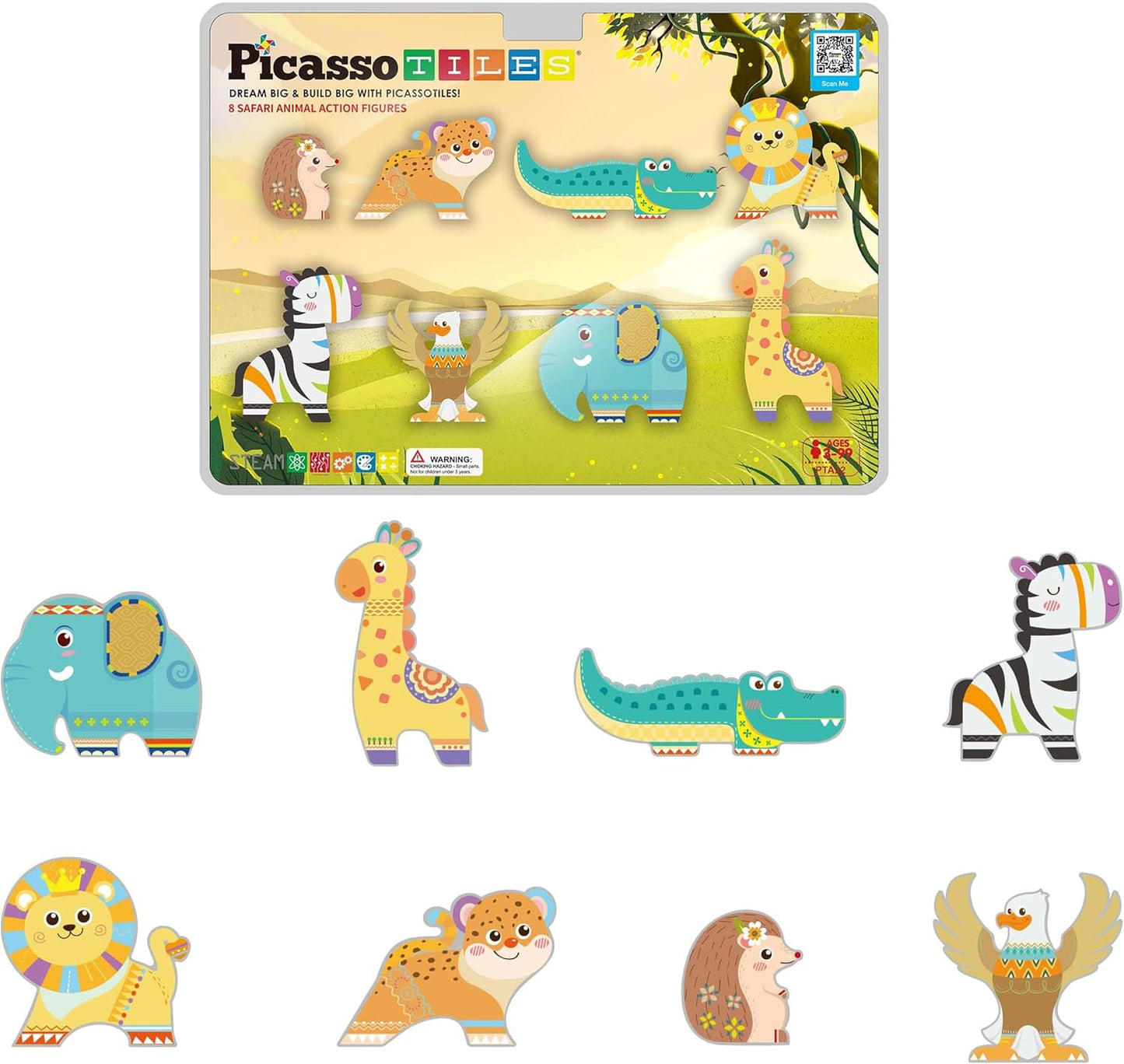 Picasso Magnetic Blocks Safari Animal 8 - pieces - Marah Kids