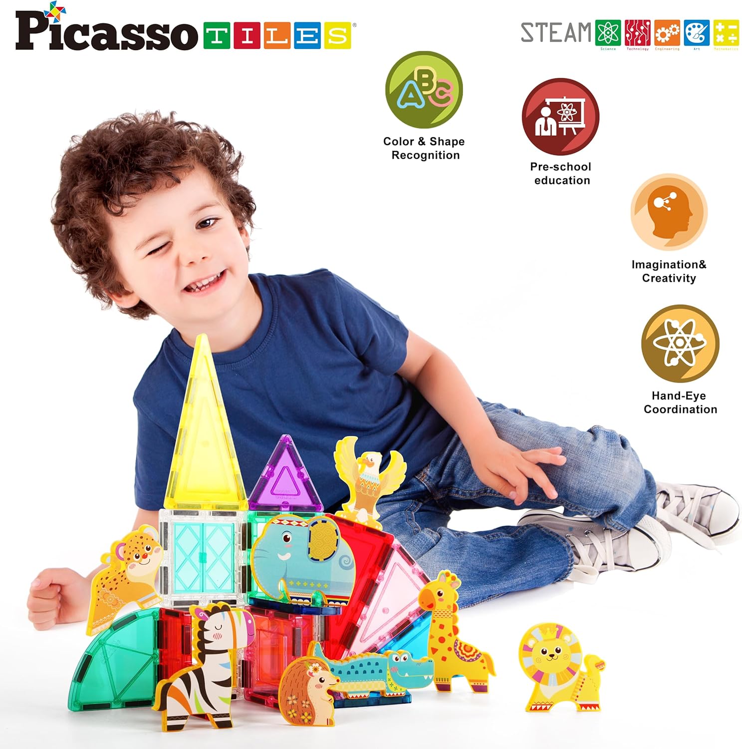 Picasso Magnetic Blocks Safari Animal 8 - pieces - Marah Kids