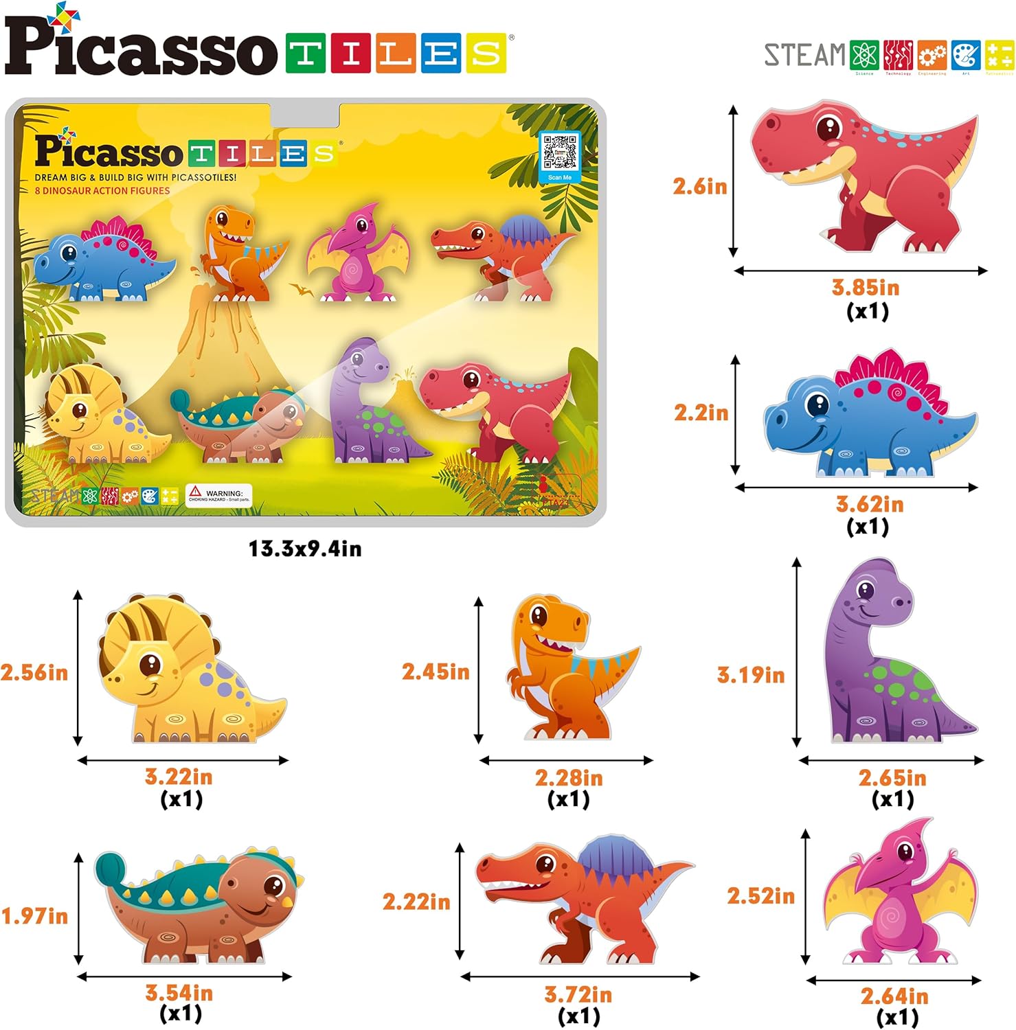 Picasso Magnetic Dinosaur Figures 8 - pieces - Marah Kids