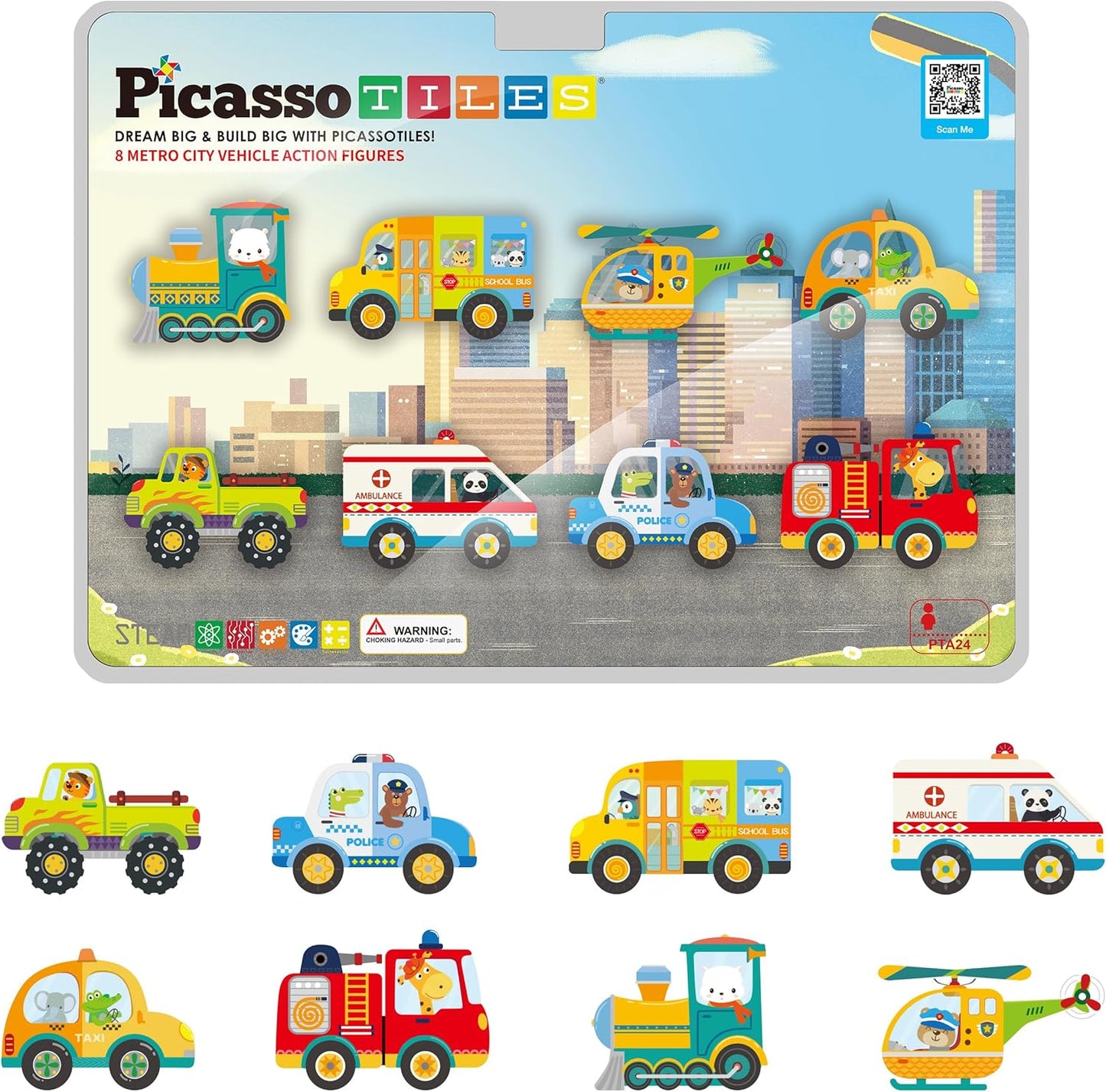 Picasso Magnetic Block Metro City Vehicles 8 - pieces - Marah Kids