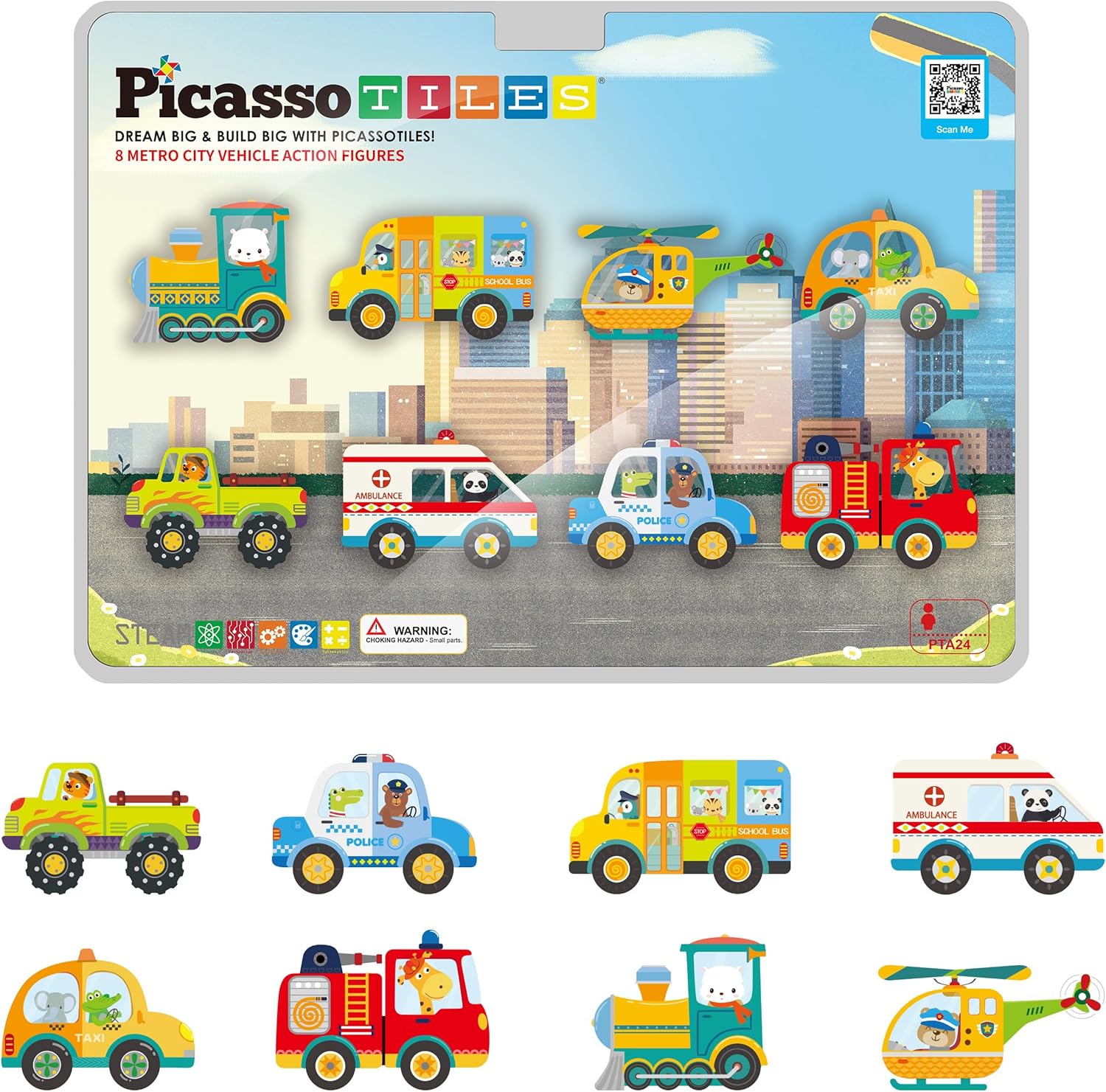 Picasso Magnetic Block Metro City Vehicles 8 - pieces - Marah Kids