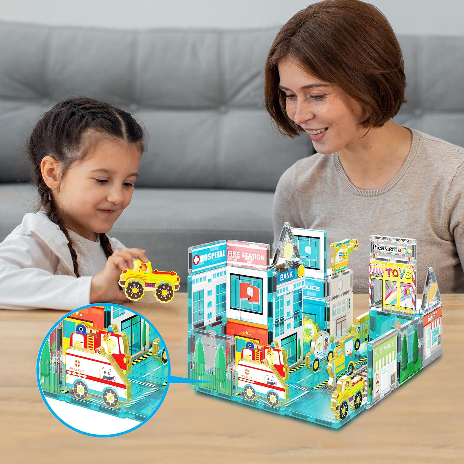 Picasso Magnetic Block Metro City Vehicles 8 - pieces - Marah Kids