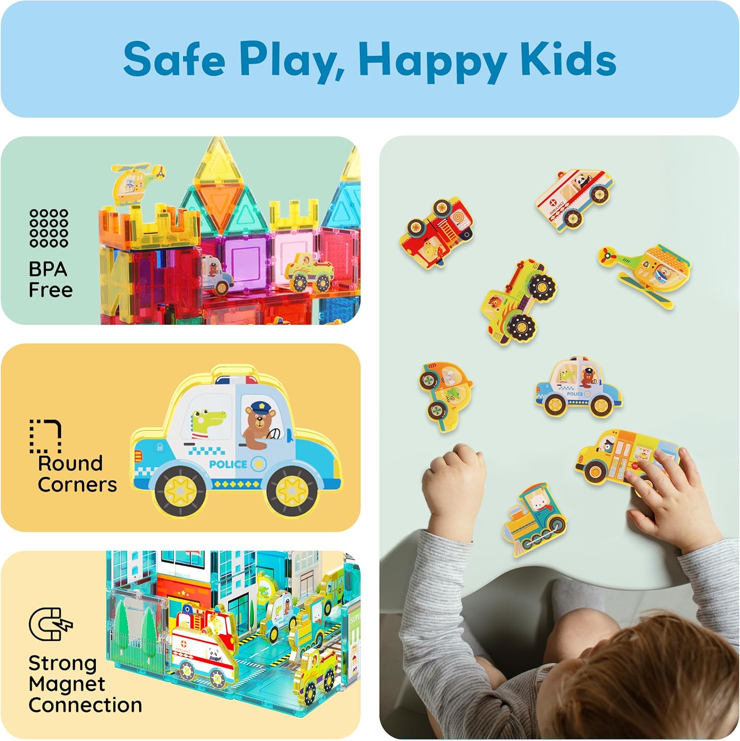 Picasso Magnetic Block Metro City Vehicles 8 - pieces - Marah Kids