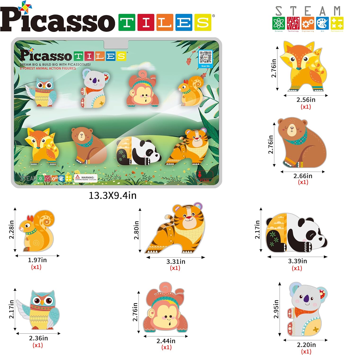 Picasso Magnetic Block Forest Animals 8 - pieces - Marah Kids