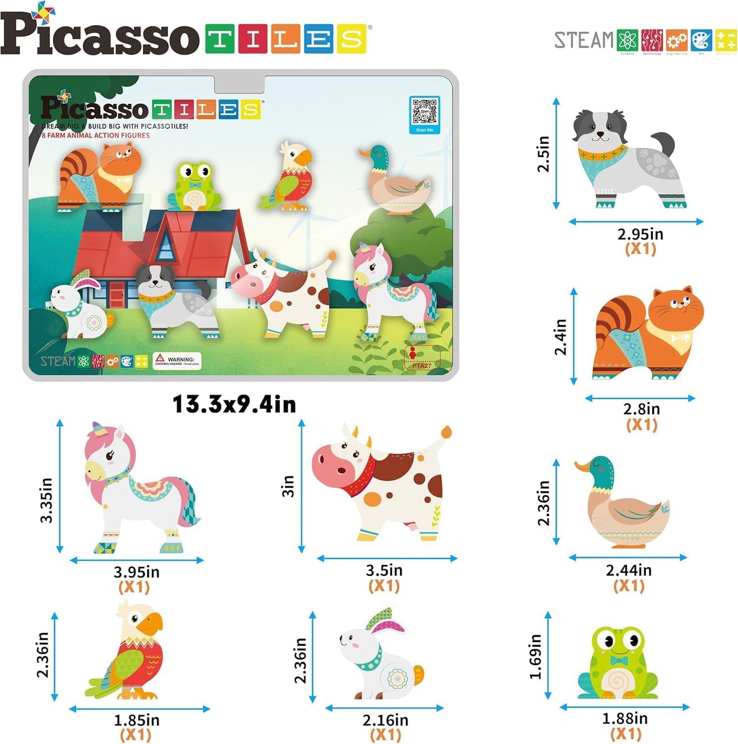 Picasso Magnetic Block Farm Animals 8 - pieces - Marah Kids