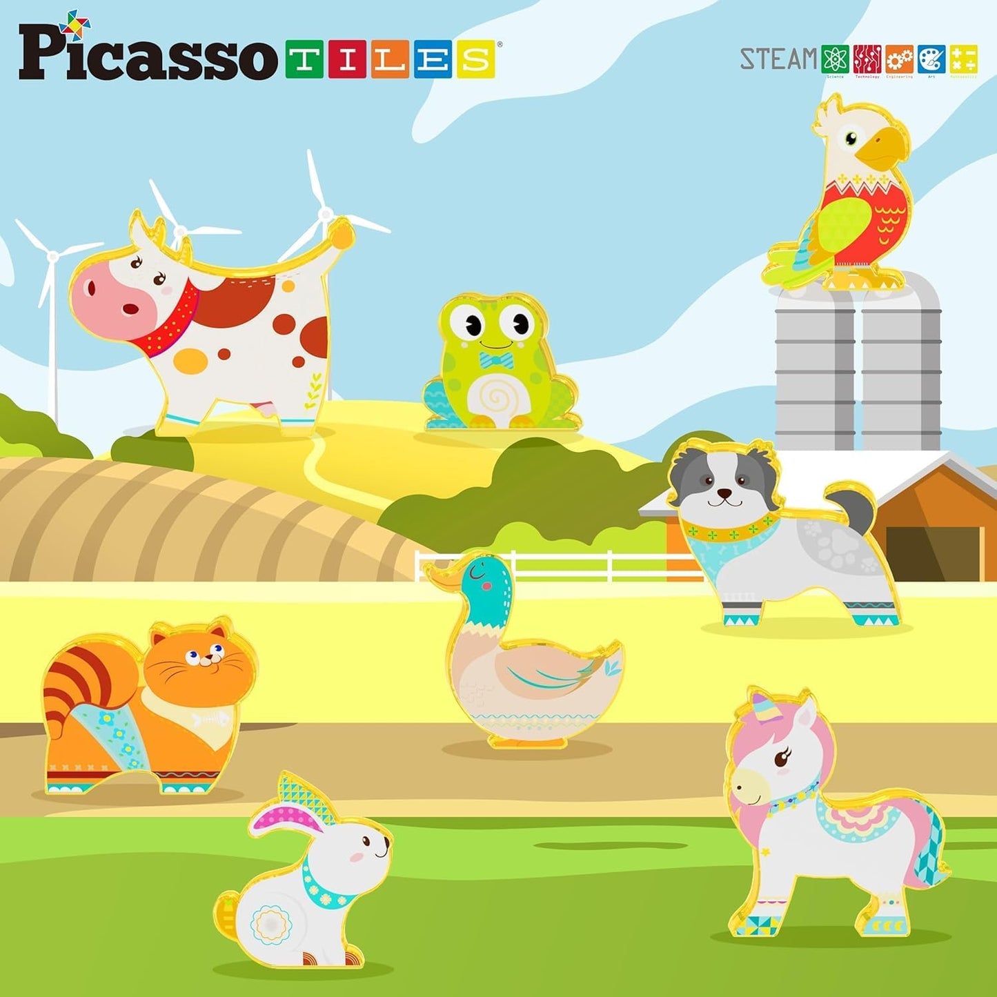 Picasso Magnetic Block Farm Animals 8 - pieces - Marah Kids