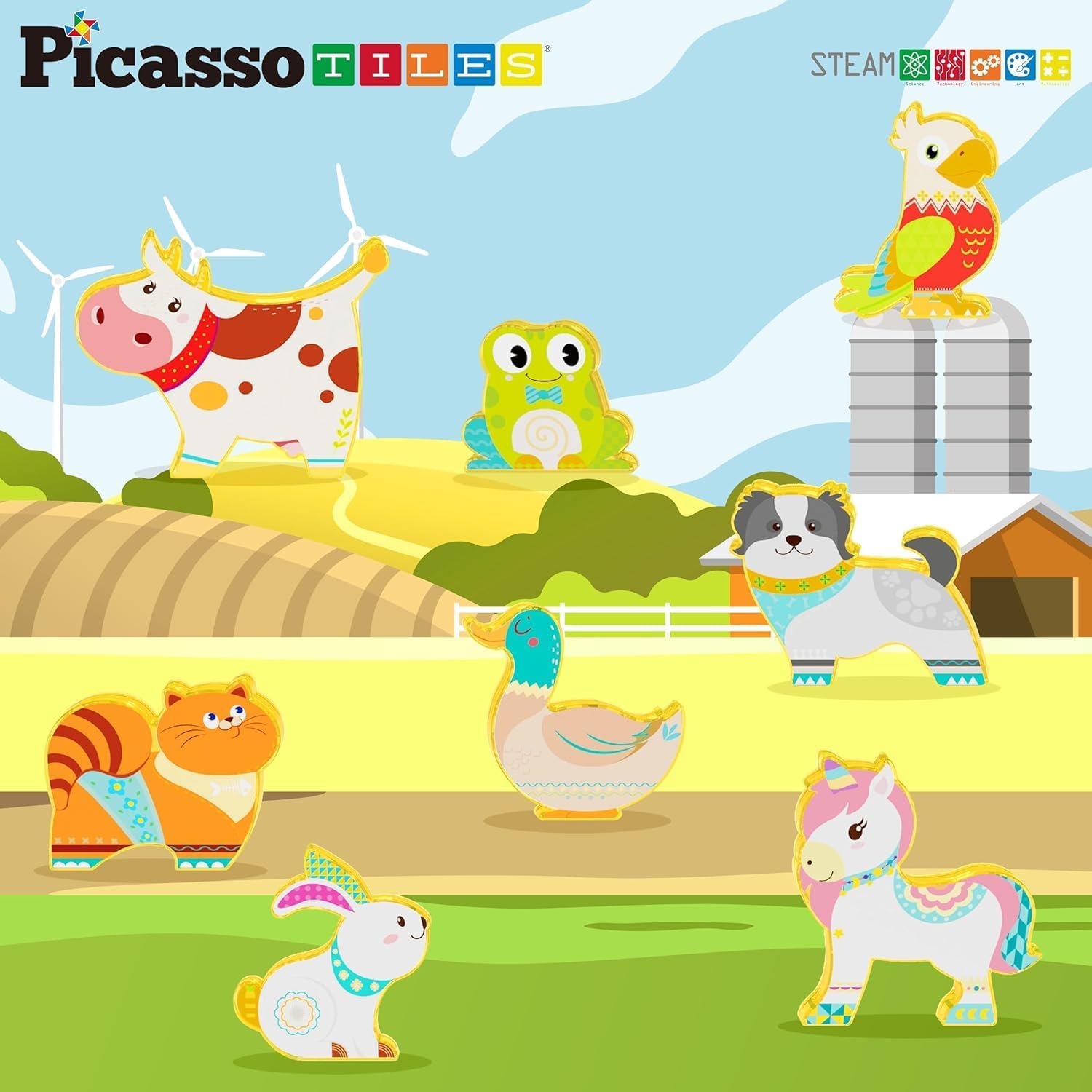Picasso Magnetic Block Farm Animals 8 - pieces - Marah Kids