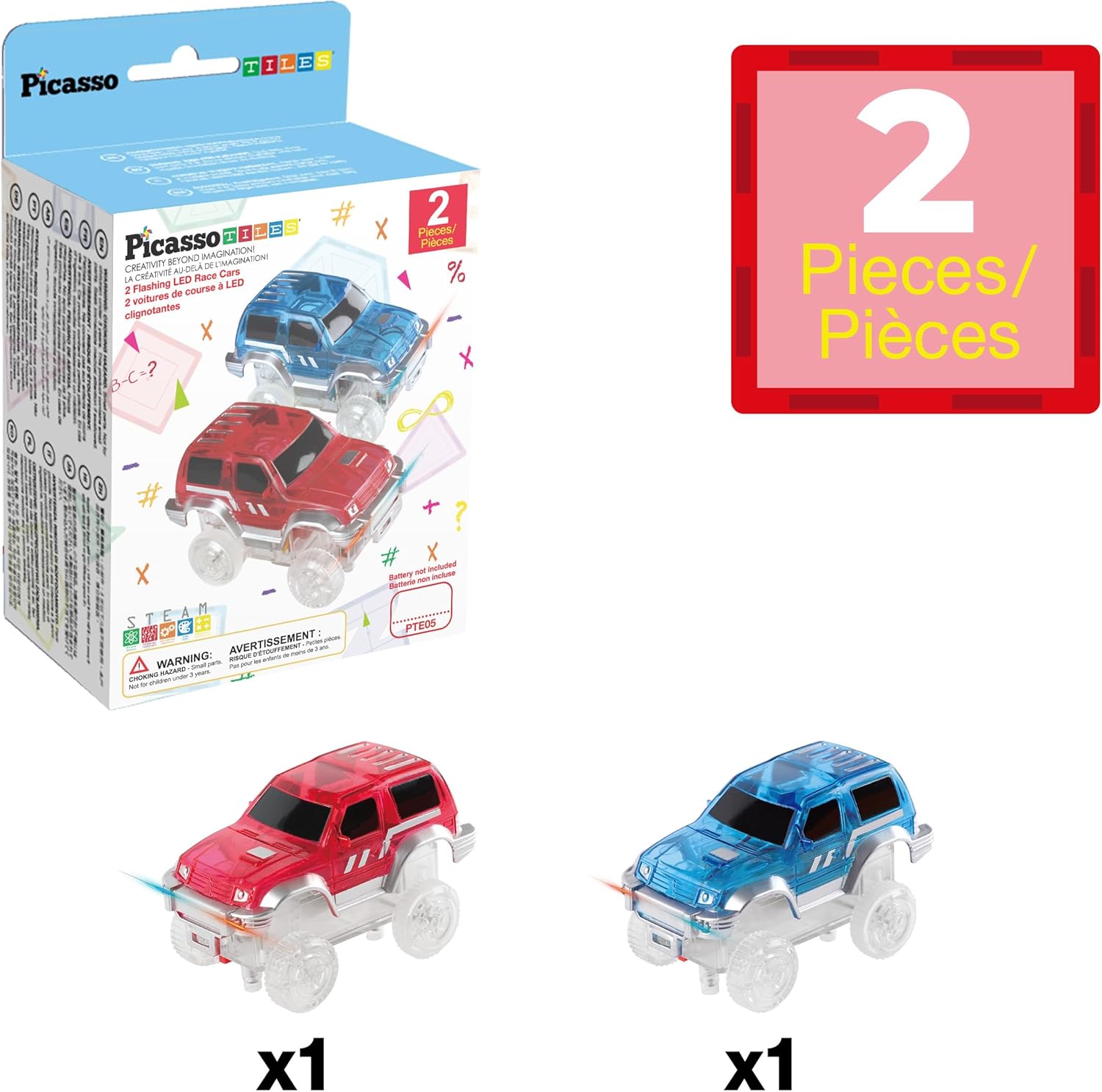 Picasso Magnetic Led Flashing Race Car 2 - pieces - Marah Kids