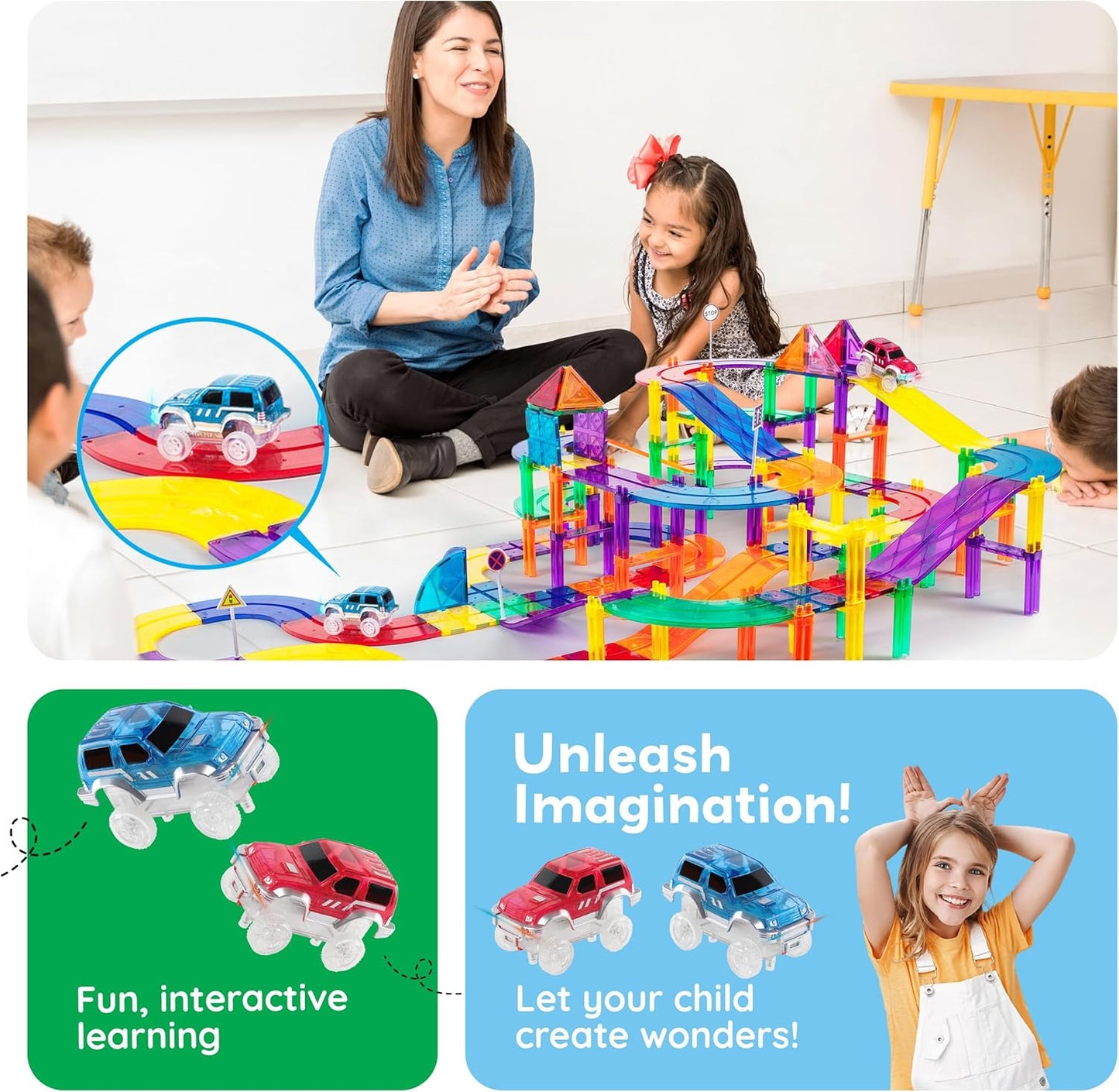 Picasso Magnetic Led Flashing Race Car 2 - pieces - Marah Kids