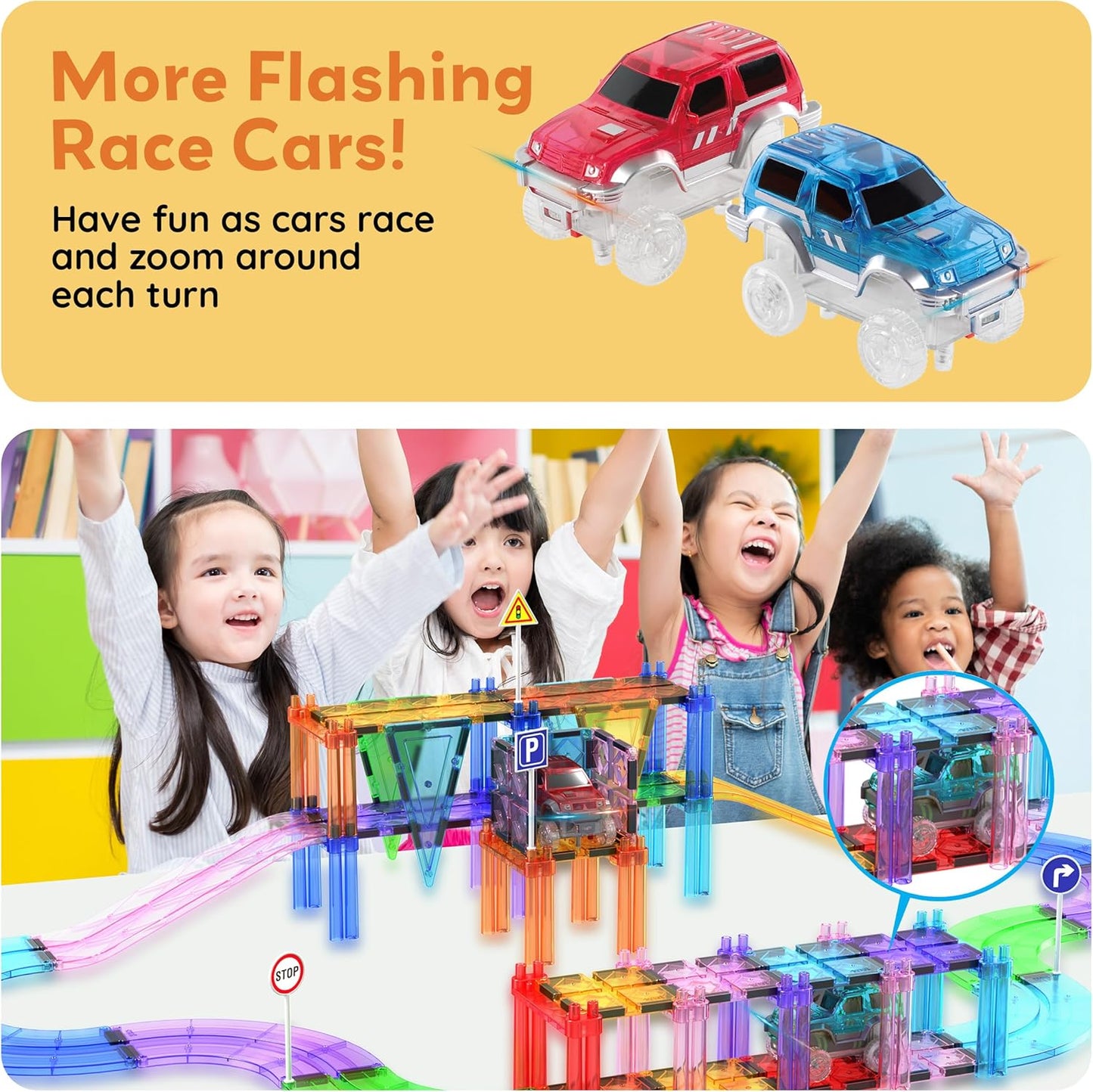Picasso Magnetic Led Flashing Race Car 2 - pieces - Marah Kids