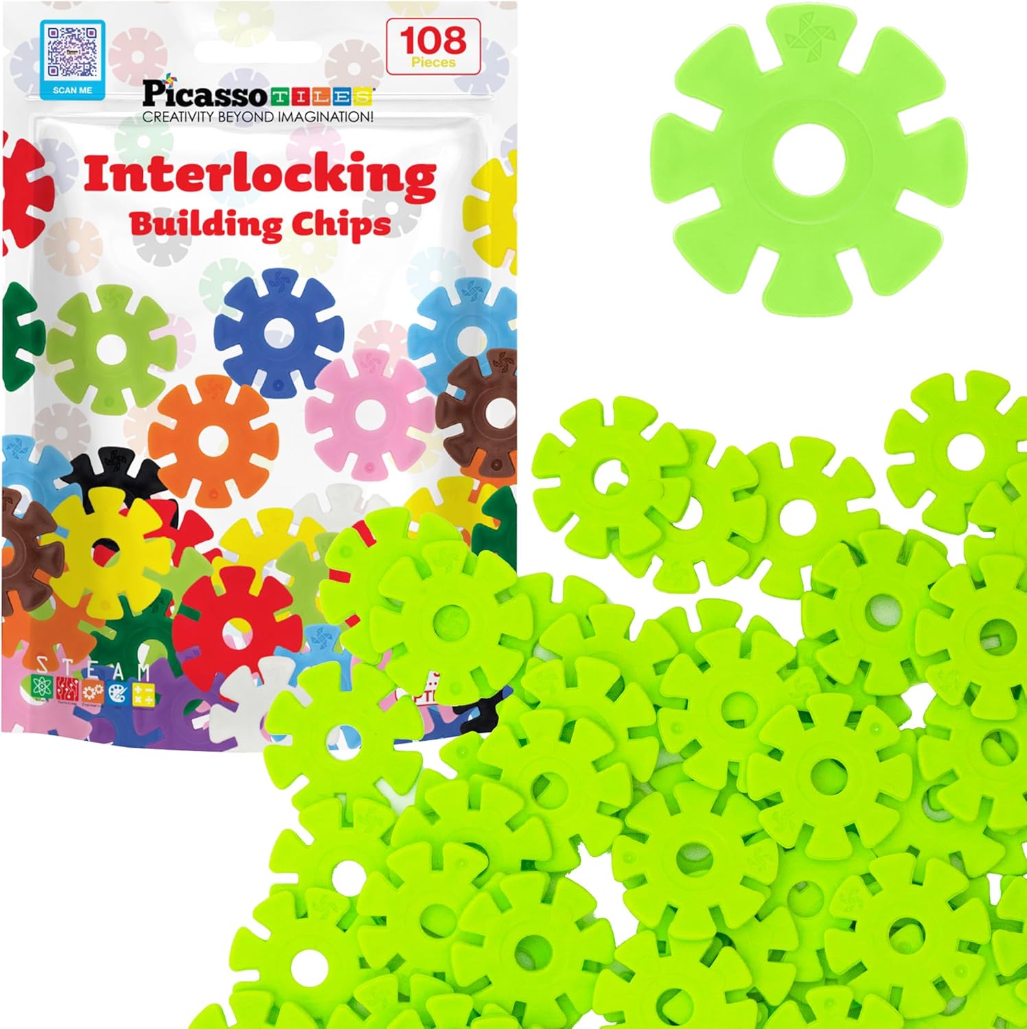 Picasso Magnetic Interlocking Building Chips 108 - pieces - Marah Kids