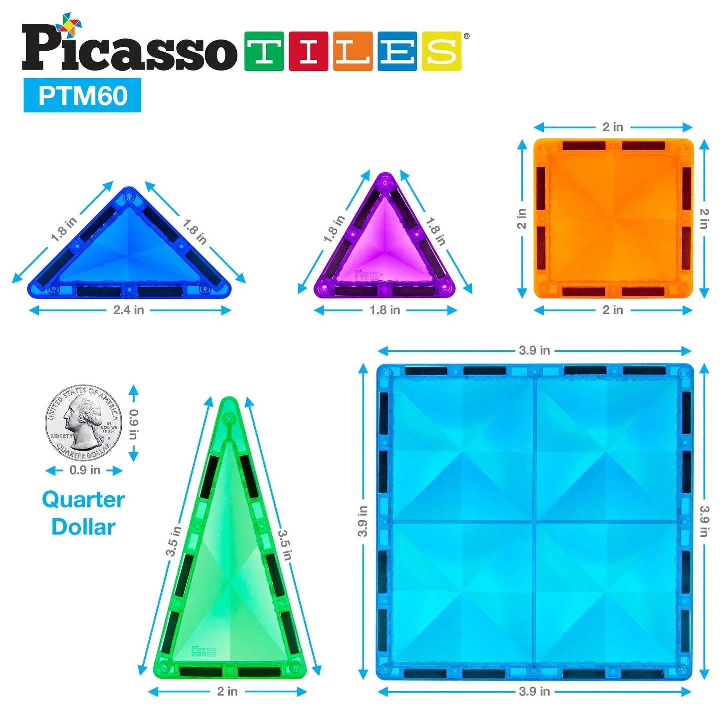Picasso Magnetic Tiles Mini Diamond 101pieces - Marah Kids