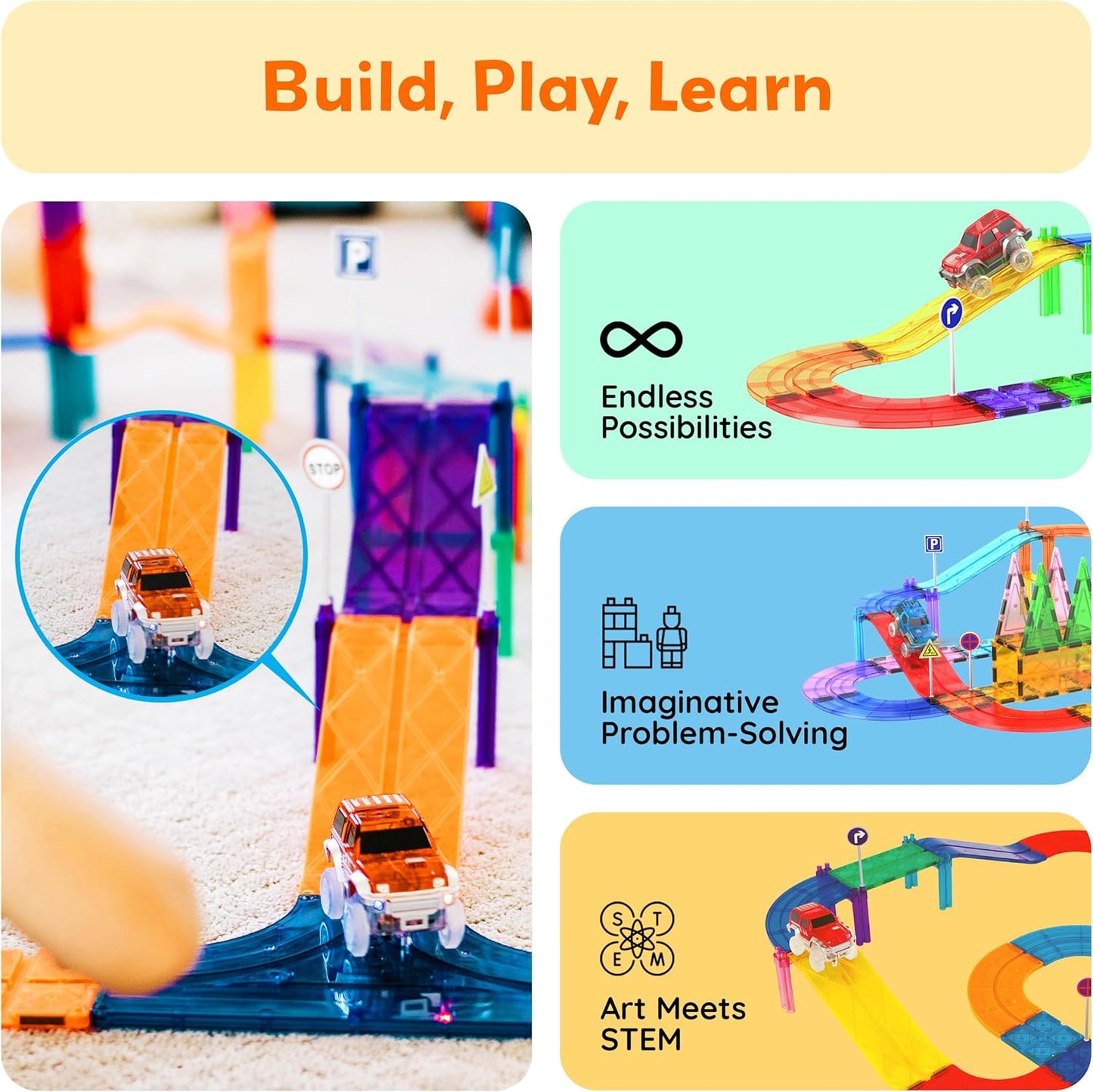 Picasso Magnetic Tiles Slope Race Track 6 - pieces - Marah Kids