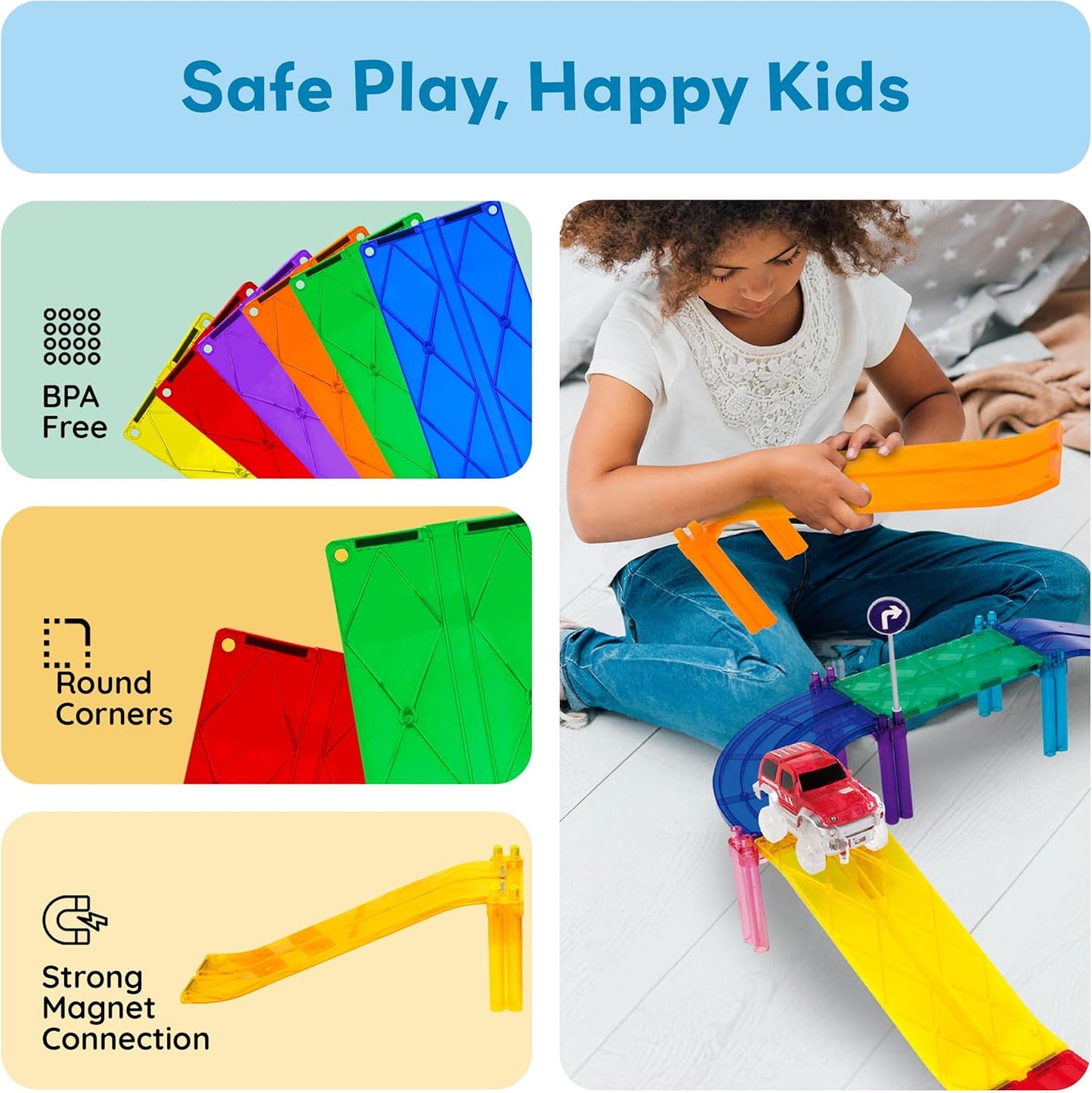 Picasso Magnetic Tiles Slope Race Track 6 - pieces - Marah Kids