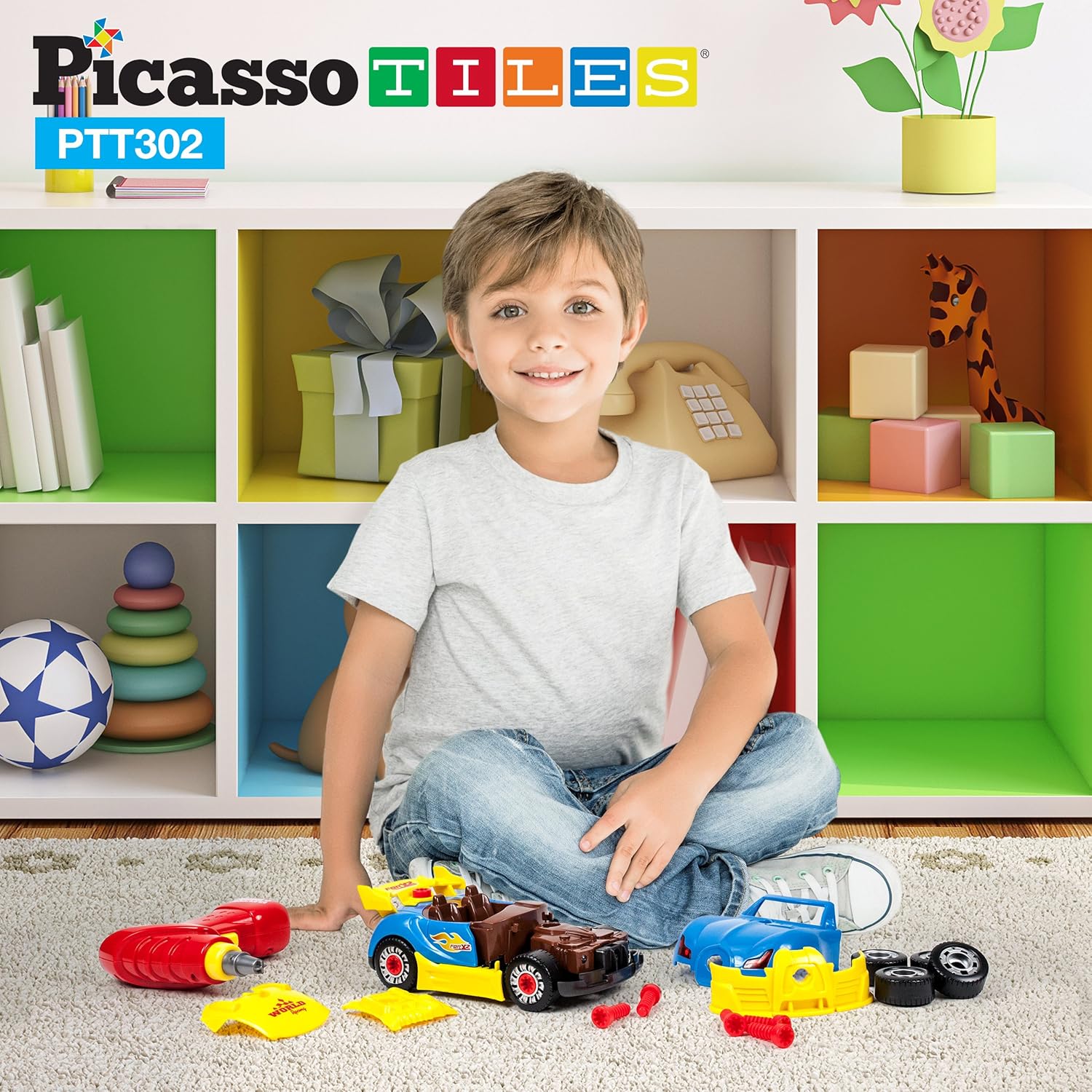 Picasso Magnetic Led Race Car Educational Constructable Kit 30 - pieces - Marah Kids