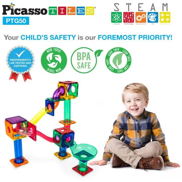 Picasso Magnetic Marble Run 50Pcs - Marah Kids