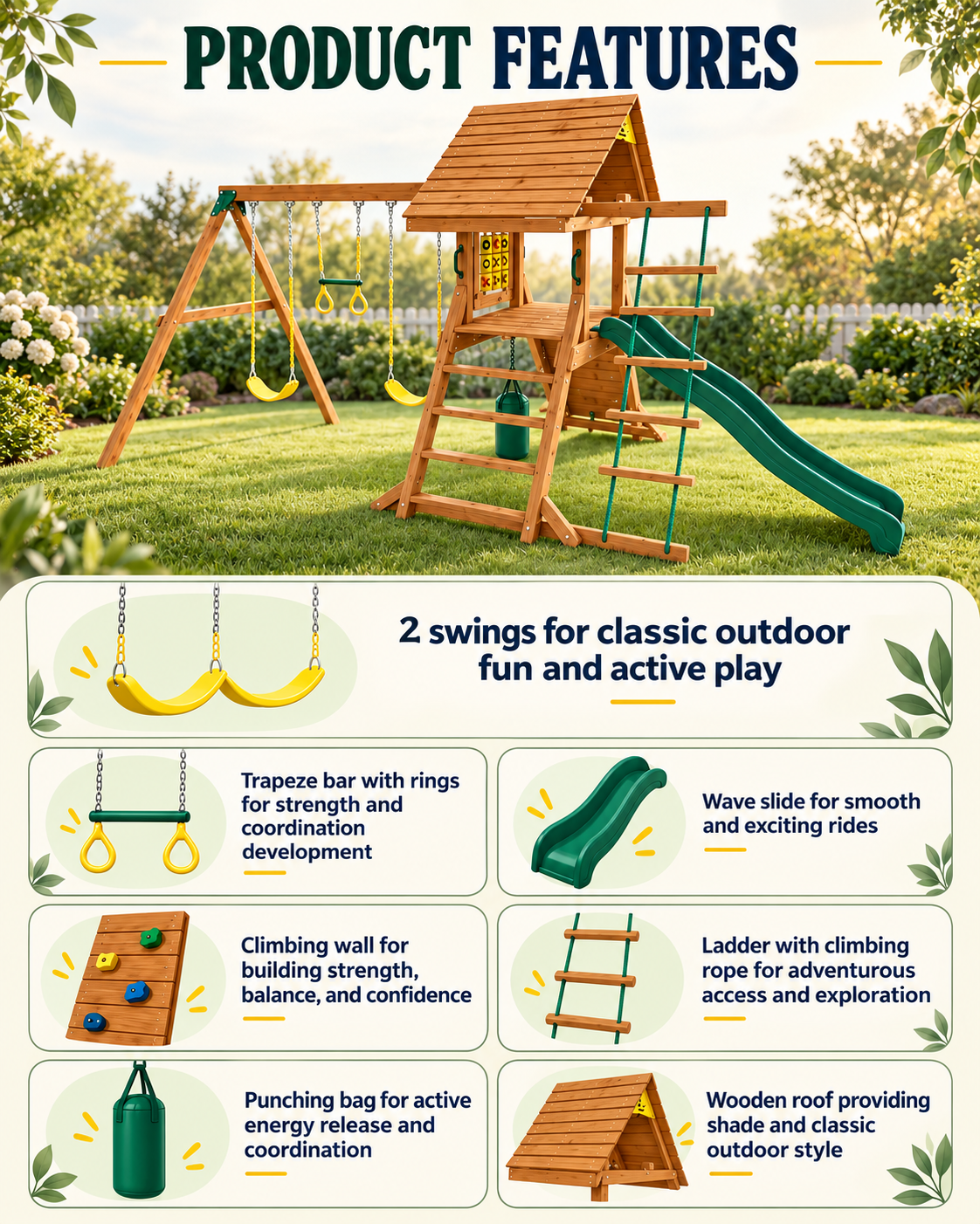 Kiddoro - Hilltop Heights Swing Set