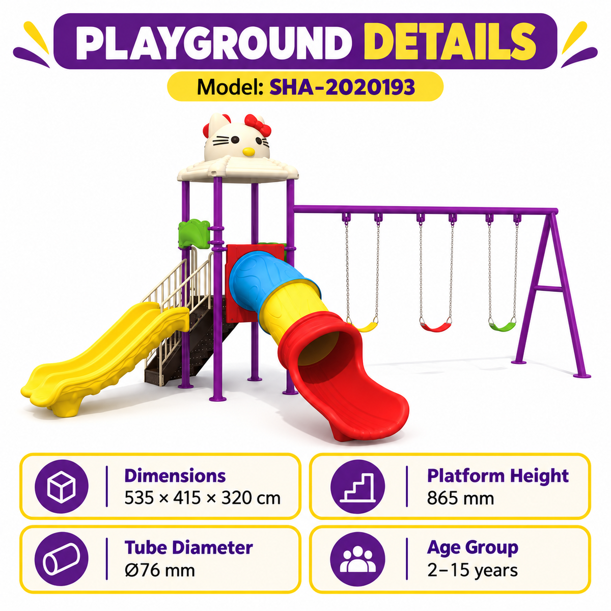 Toyemporium Double Slide Playground with Triple Swings