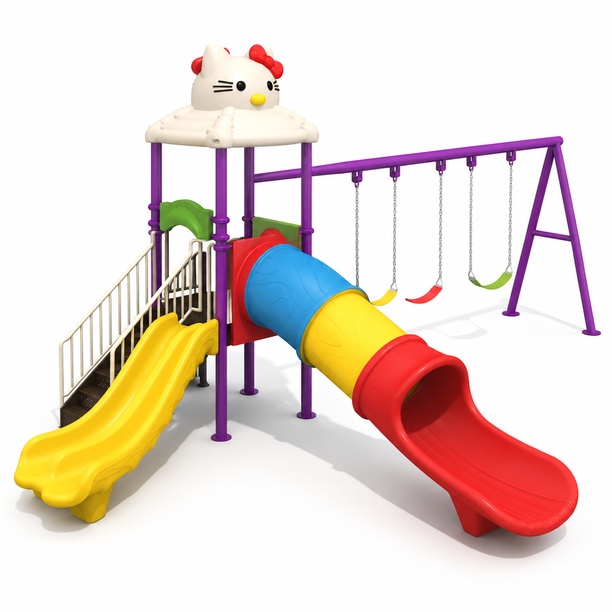 Toyemporium Double Slide Playground with Triple Swings