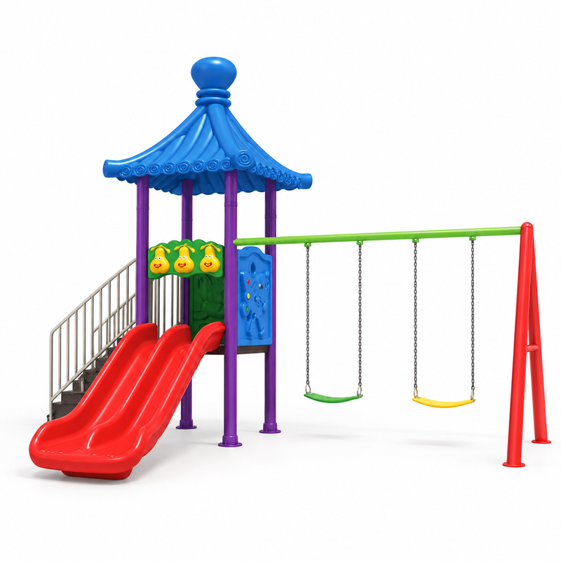 Toyemporium Pagoda Swing & Double Slide Playground