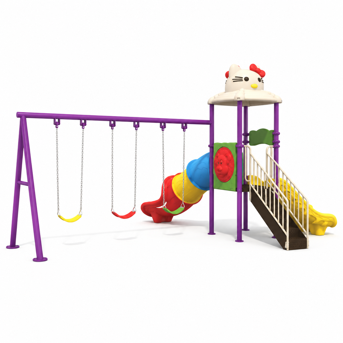 Toyemporium Double Slide Playground with Triple Swings