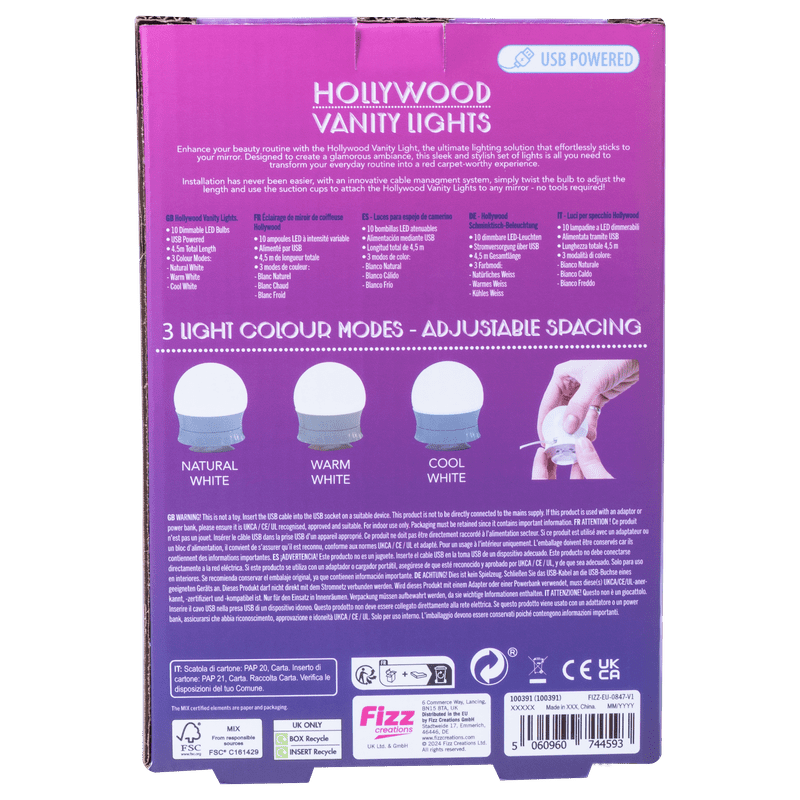 Fizz Creation Hollywood Vanity Lights Usb Powered - Marah Kids