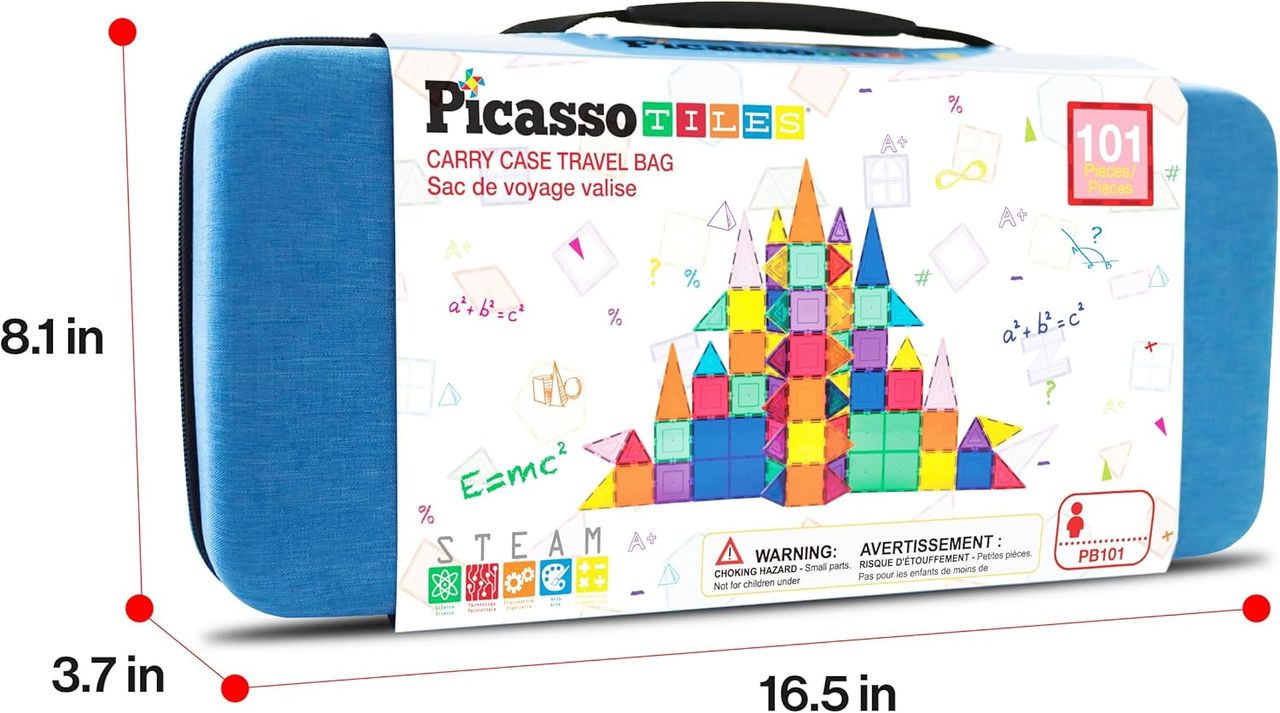 Picasso Magnetic Tiles with Carry Case Travel Bag 101 - pieces - Marah Kids