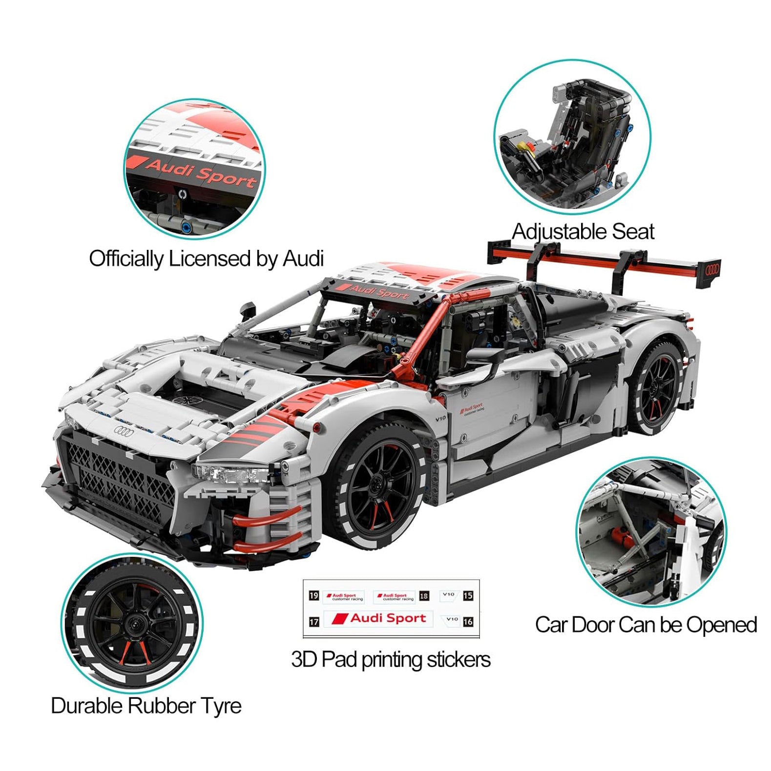 Rastar Bricks - Audi R8 LMS GT3 - 3314 Pieces - Marah Kids