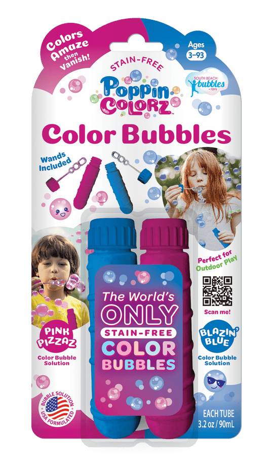 Poppincolorz - Bubbles With Tubes Pack Of 2- Pdq 24 Pcs - Marah Kids