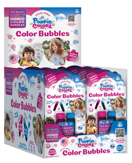 Poppincolorz - Bubbles With Tubes Pack Of 2- Pdq 24 Pcs - Marah Kids