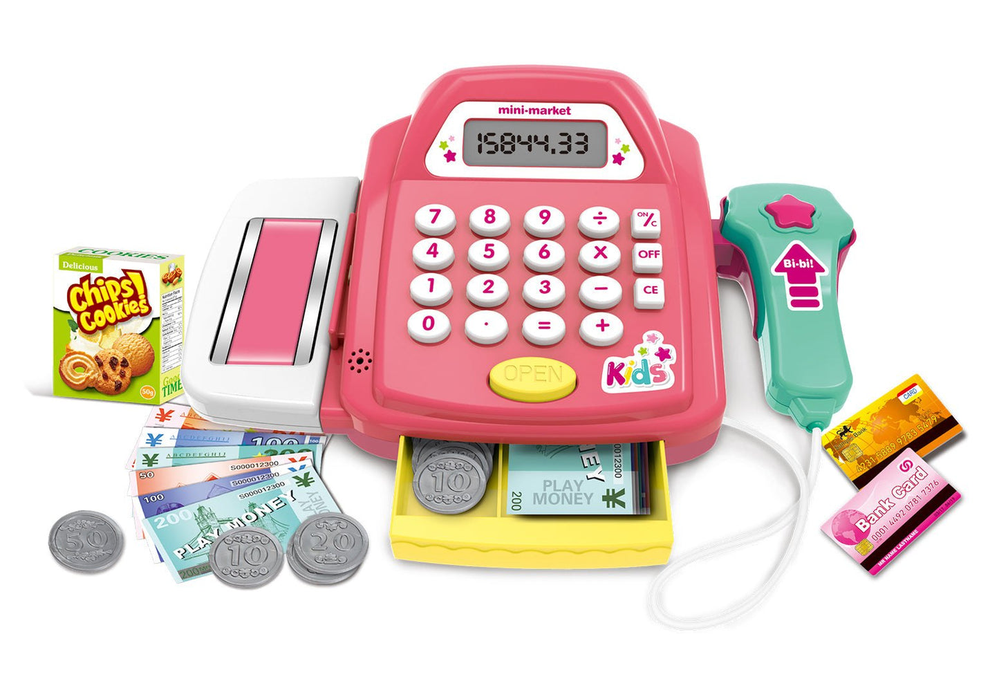 ماكينة تسجيل المدفوعات النقدية Power Joy Yumyum Mini Market تعمل بالبطارية