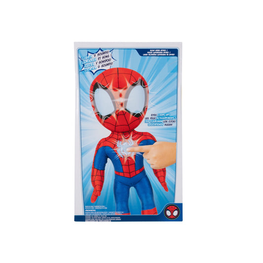 Spidey N Friends Spidey Features Interactive Plush Glow Webs Spiderman with Lights & Sounds Battery Operated - Marah Kids