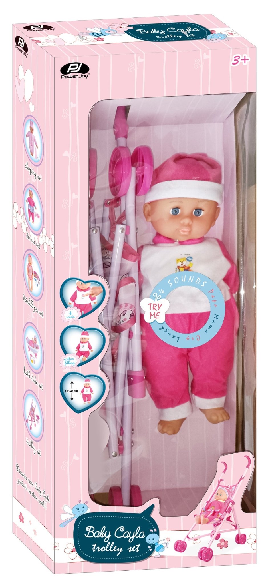 Power Joy - Baby Cayla Trolley W/Doll 40Cm Set - Marah Kids