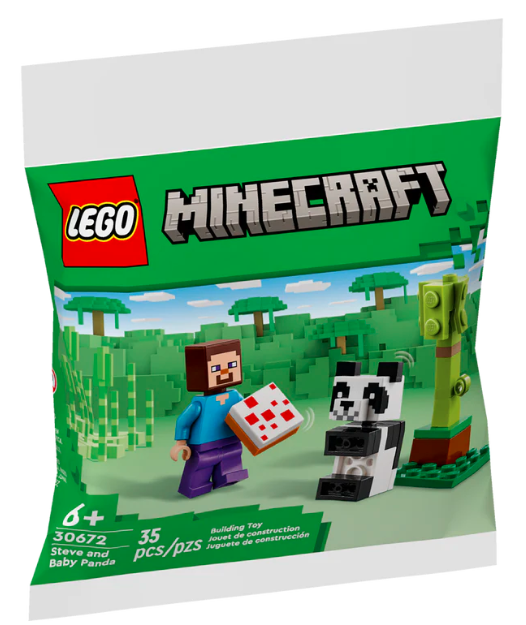 Lego Steve and Baby Panda