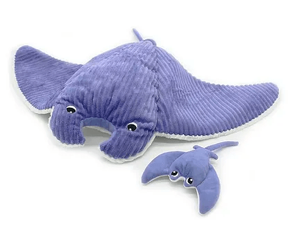 Mentalou Manta Ray Mommy & Baby Plush Set – Soft Stuffed Ocean Toy Lilac - Marah Kids