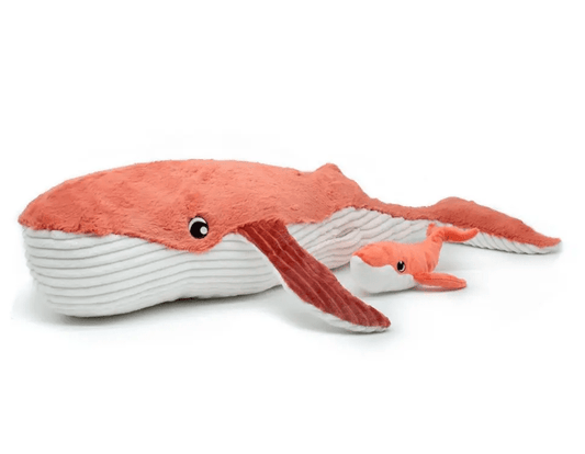 Gravillou Whale Mom & Baby Plush Set – Soft Stuffed Ocean Animal Toy Terracotta Rust - Marah Kids