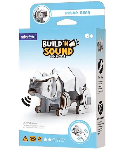 Build 'N' Sound 3D Puzzle – Polar Bear | Arctic Animal Puzzle with Built - In Sounds - Marah Kids