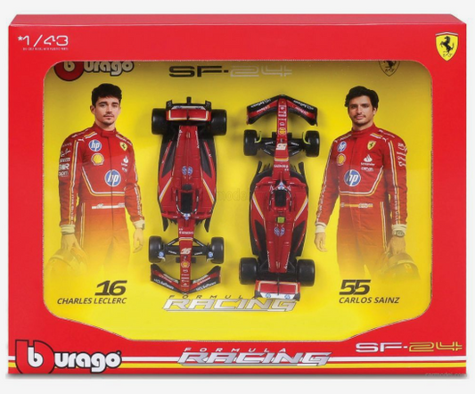 Bburago 1:43 Ferrari Formula (without helmet & plastic stand)  - SF-24 - 2-pk (Vertical)