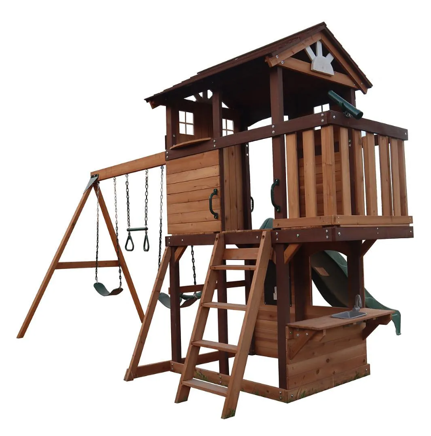 Mountpeak - Elbrus Swing Set & Playhouse with wooden roof