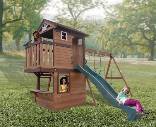 Mountpeak - Elbrus Swing Set & Playhouse with wooden roof