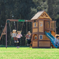 Mount Peak -Kazbek Swing Set & 2 level Play House with wooden roof