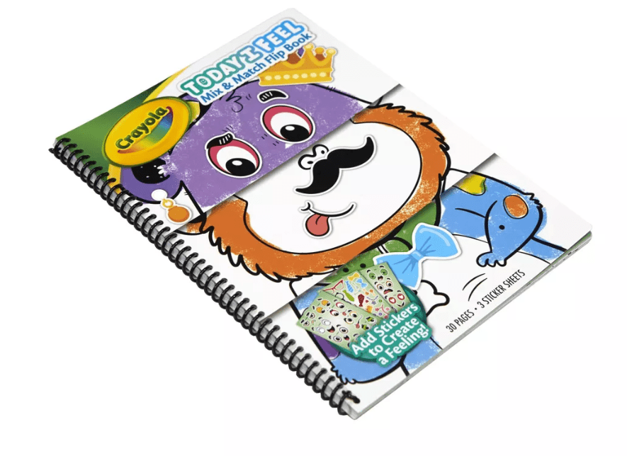 Crayola “Today I Feel” Animal Mix & Match Flip Book – Emotion Learning Activity for Toddlers, 30 Pages & 50+ Stickers | Preschool Feelings Book for Coloring, Mixing & Matching | Educational Gift for Kids Ages 3+ - Marah Kids